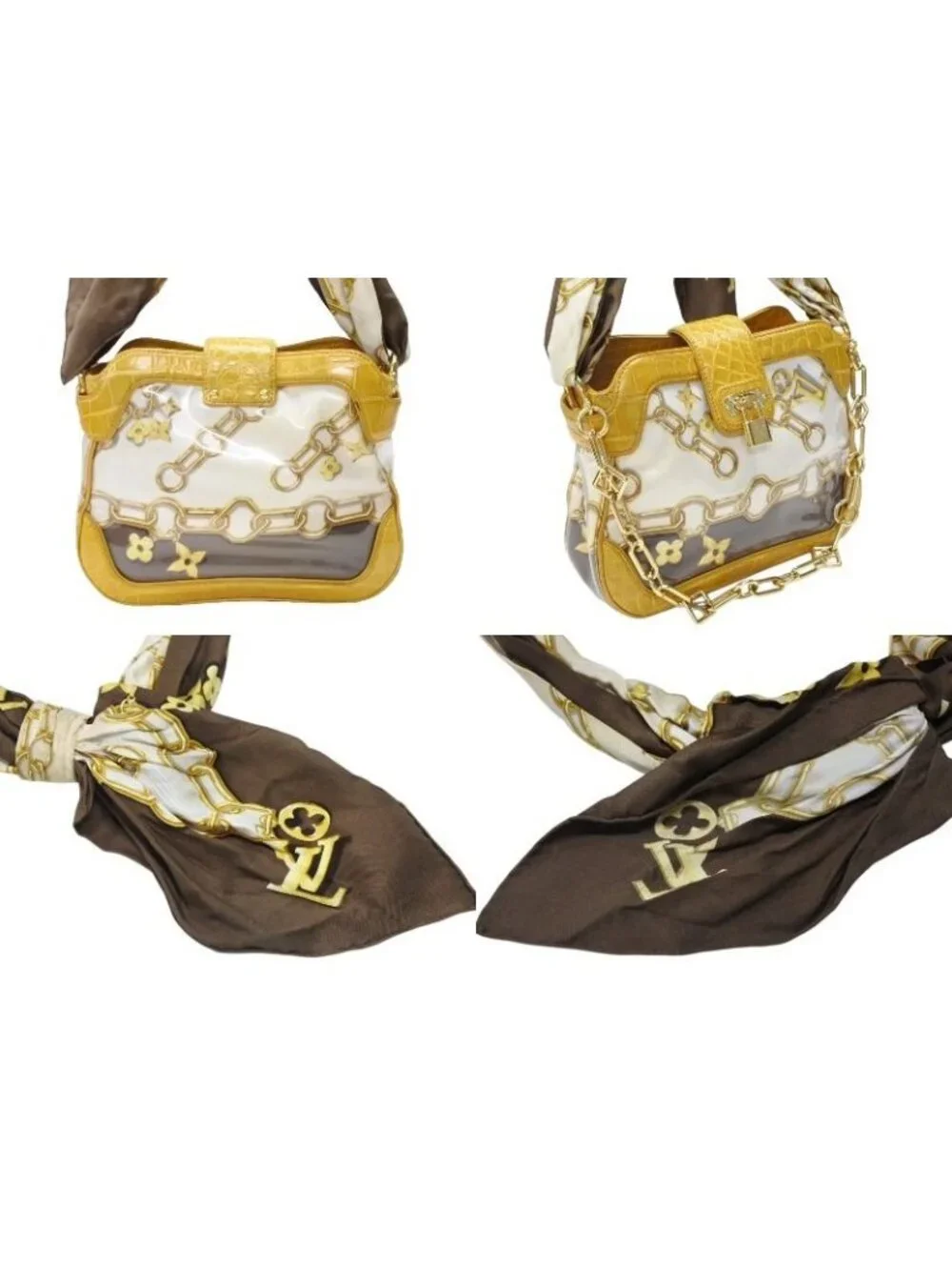 Louis Vuitton Sac Fural Shoulder Bag Tote White Yellow Gold